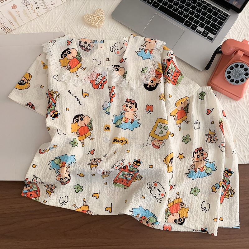 Anime Cosplay Korean Girl - Anime Summer Crayon Shin-Chan Children's Pajamas