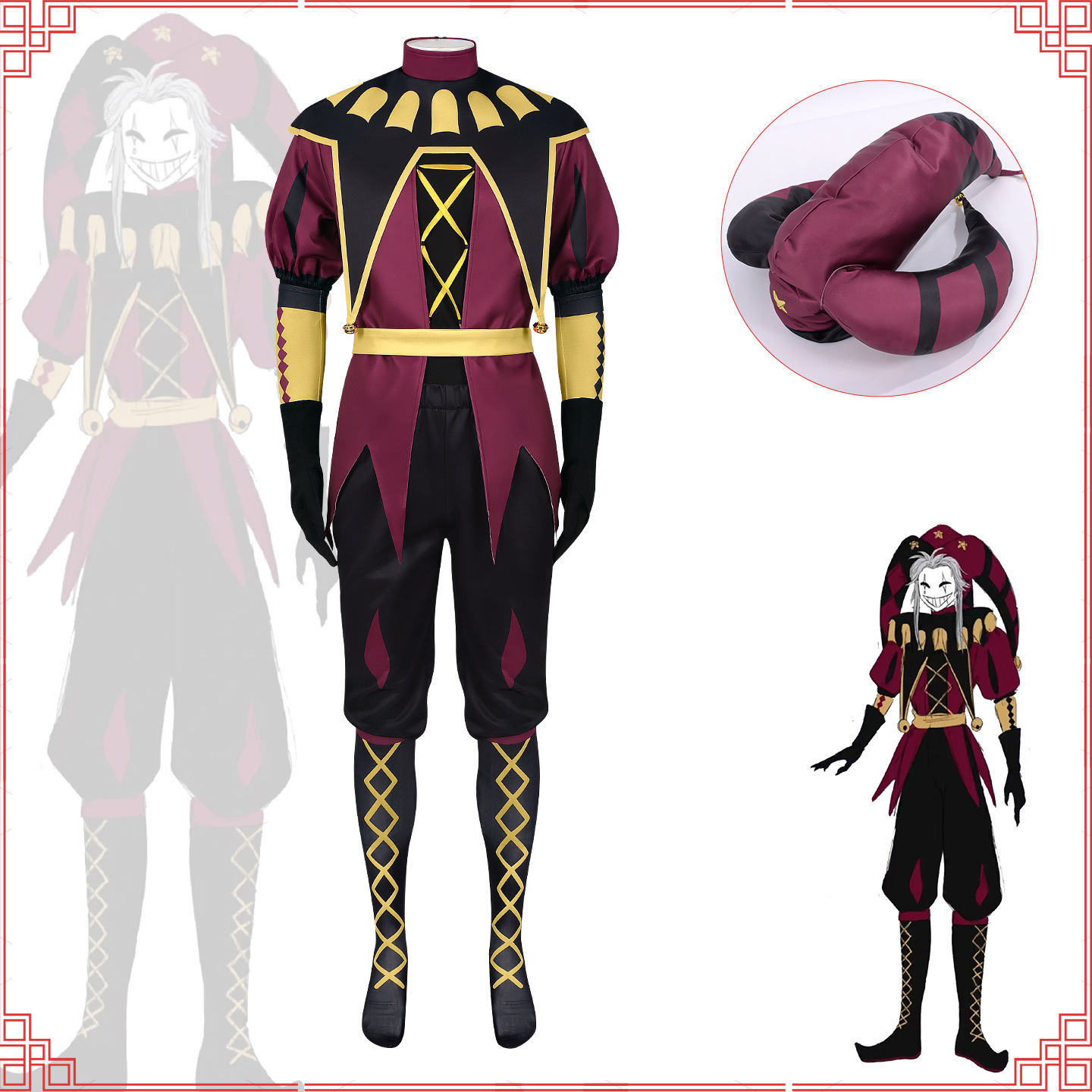 Anime Clown Cosplay Green Red  - огляд і ціна Anime Cosplay With Mask